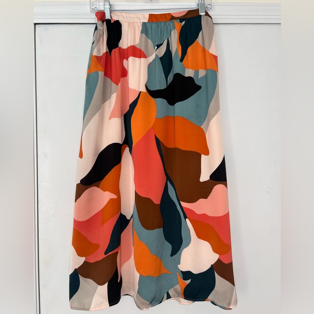 Midi Skirt with Colorful Abstract Print